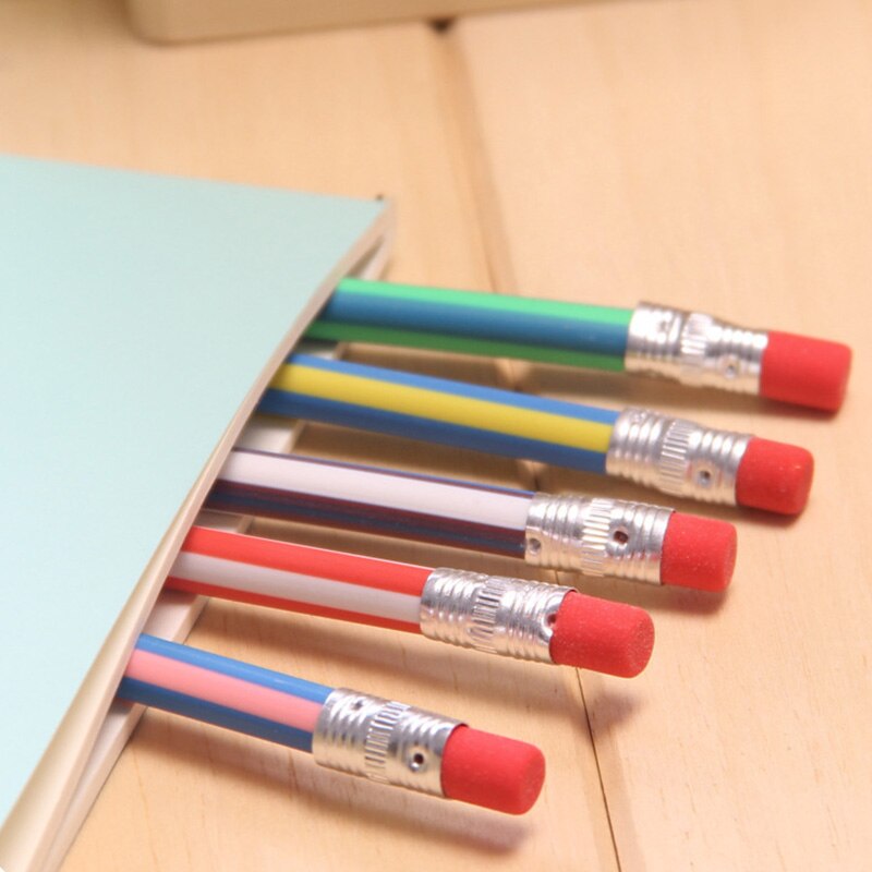 Lápiz Flexible con goma de borrar para estudiantes, papelería linda, uso de oficina, escuela, diversión, 5 uds.