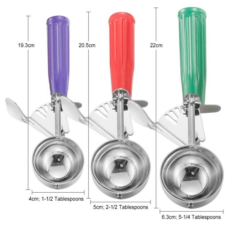 Ball Maker Ice Cream Scoop Ice Cube Frozen Cookie Dough Meat Balls Rice Dishes Ice Cream Spoon Kitchen Tools: Red   M