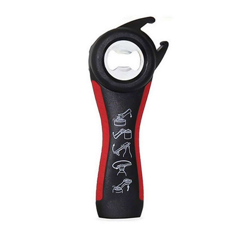 5 in 1 Multi-function Bottle Opener Stainless Steel Plastic Can Jar Bottle Open Can Opener Beer Good Kitchen Tools for Bartender: C
