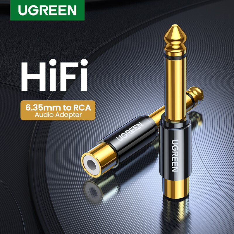 Ugrønn rca  til 6.5mm 6.35mm 1/4 adapter gullbelagt leie kobber 6.5mm hann til rca hunn til jack ts mono adapter lydkontakt