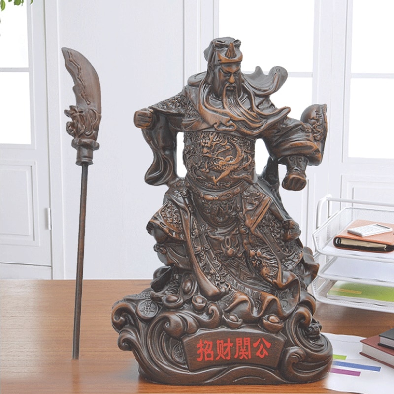 WushenGuangong statue, resin carving, modern art sculpture, family living room loft decoration, God of Wealth Guan Yu souvenir