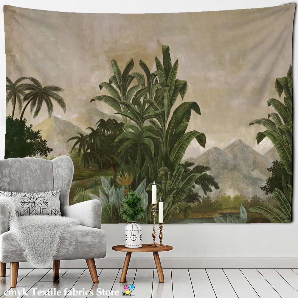Tenture murale de palmier vert Style Boho, paysage Tropical psychédélique, décoration de maison artisanale: 150X100 CM / gt769-1