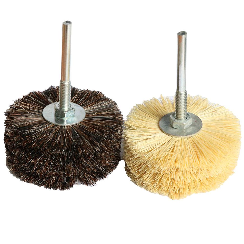 2PCS Abrasive Sisal Filament &amp; Horse Hair Brush Polishing Grinding Head Woodworking Furniture For Drill Rotary Tools shank 6mm: 2pcs mix cylindrical
