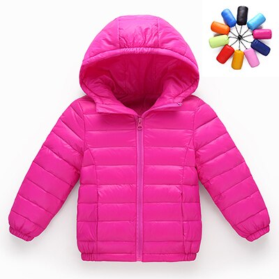 hiver garçons filles mince vers le bas coton manteau bébé enfants printemps automne doudoune enfants 3-11Y vêtements d'extérieur: Hot Pink / 9