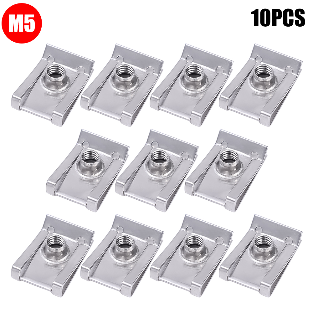 10PCS U Mutter Kit Edelstahl Mit Gewinde Mutter Clip für Auto Motorrad Lkw Stoßstange Auto Kotflügel Verschluss Rost schutz Clip: Gold