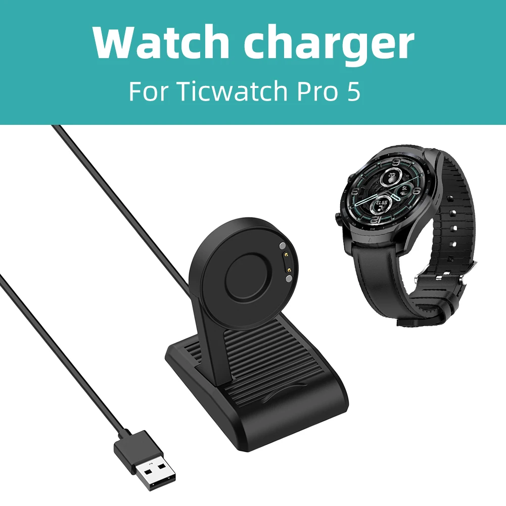 Cable cargador USB para reloj inteligente, adaptador de Cable de carga para Ticwatch Pro 5/ProX/Pro3, base de carga magnética, 1M: Rojo