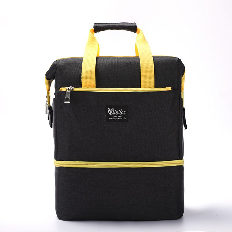 Mochila aislante para comida de bebé, bolsas térmicas calientes para botella de leche infantil de gran capacidad, Color sólido, a la , MBG0458: Black