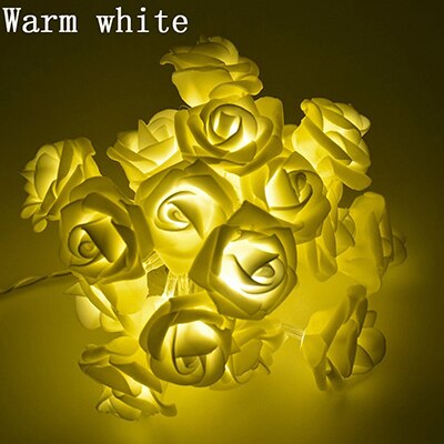 1.5M 10led Rose Bloem Kerst String Lights Battery Operated Valentine Bruiloft Decoratie Bloem Lampen Led Lamp: Warm White