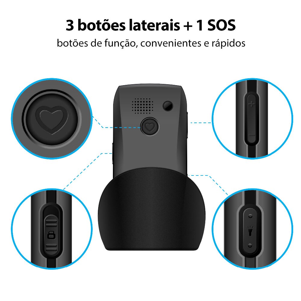 Botão grande telefone móvel para idosos, artfone c1 + sim duplo desbloqueado, 1400mah bateria, desbloqueado telefone móvel sênior com sos emerg