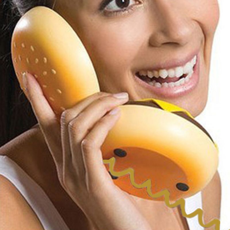 Imitation Hamburger Telephone with Wire Landline Phone for Home Art Decor