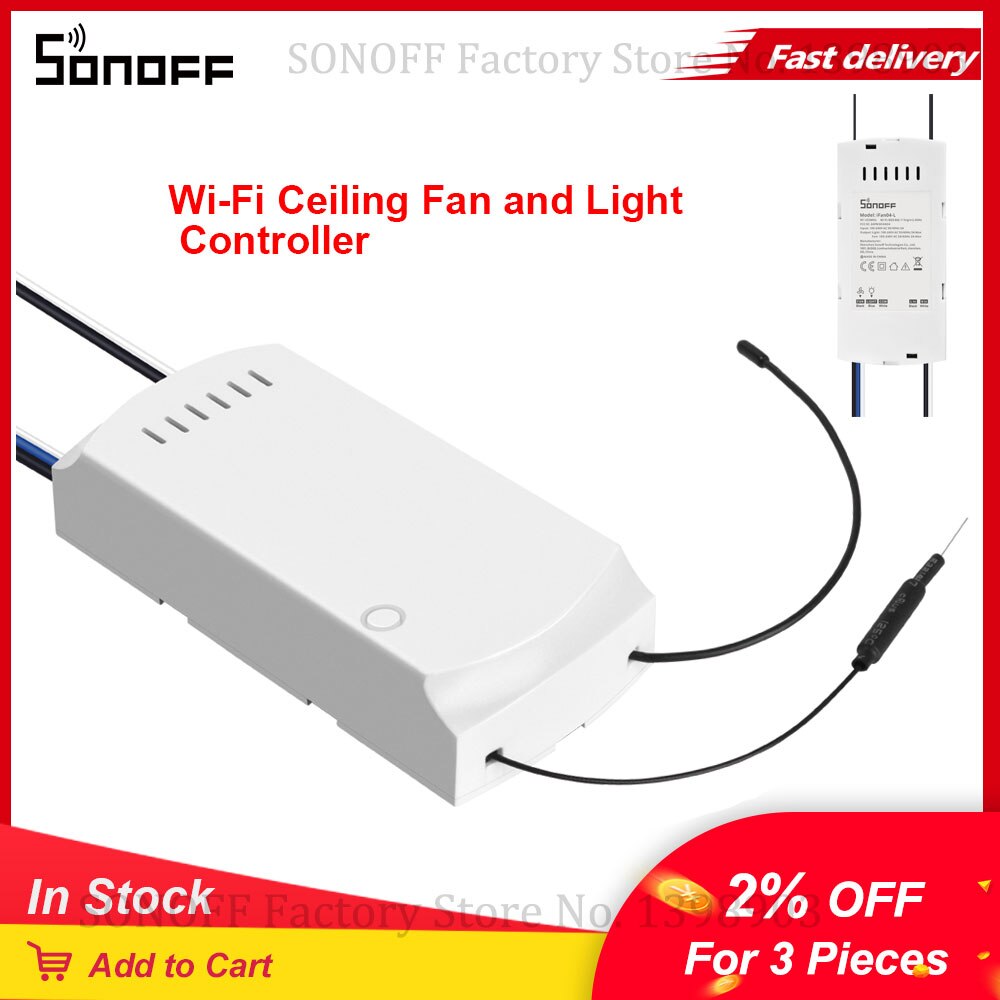 SONOFF-interruptor inteligente Itead iFan03/iFan04, controlador de luz y ventilador de techo, 433mhz, RF, Control remoto para casa inteligente