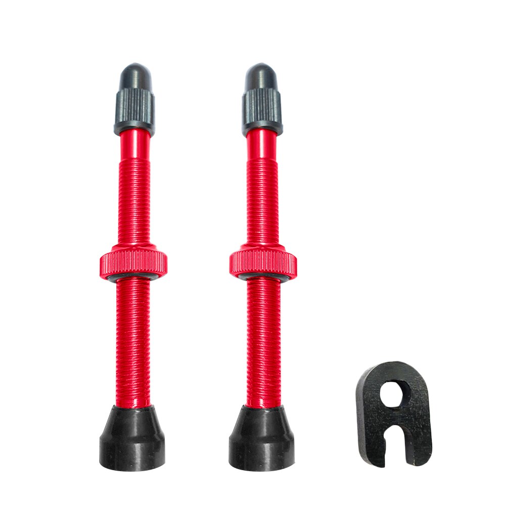 Pièces de bicyclette personnelles de soupapes de Presta de tige d'alliage de noyau en laiton 54mm avec l'outil facilement Installation pour des pneus Tubeless de bicyclette: Red C