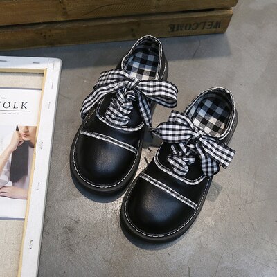 Japansk blød søster retro små sko kvinder vilde tyk bund harajuku college vind studerende flade store enkelt sko: Sort / 8