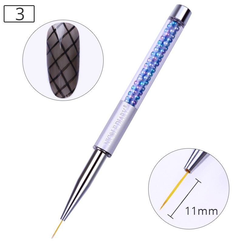 Nicole diary 1 pc gradiënt schilderpen tekenkwast witte strass handvat nagelkunstgereedschap: Patroon 3