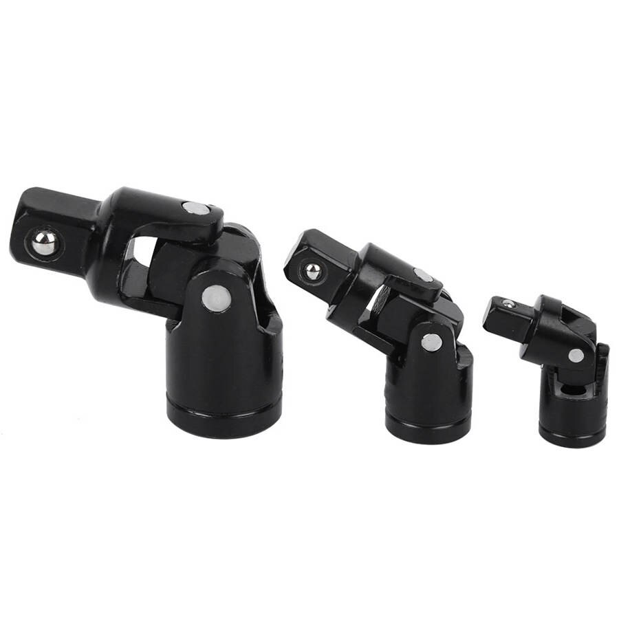 3Pcs Swivel Universal Joint Set Chrome Vanadium Steel Joint Socket Wrench Extension Bar Socket Adapter 1/2 3/8 1/4inch