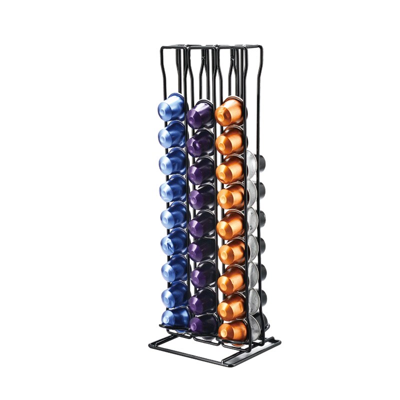 Practical Coffee Capsule Holder Coffee Pod Holder Tower Stand For 60 Nespresso Capsules Storage Capsulas Shelve: black