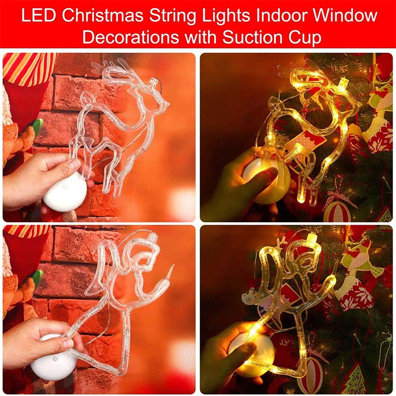 Lampe de nuit de cloche de noël lumières Led blanc lumière chaude batterie puissance père noël cloche Elk flocon de neige pour fenêtre décorative