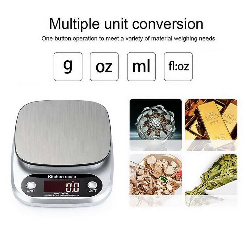 5kg/0.1g Kitchen Digital Food Scale Highly Accurate Weighing Food Scale Household Balance Cooking Measure Tool G/oz/ml/fl#