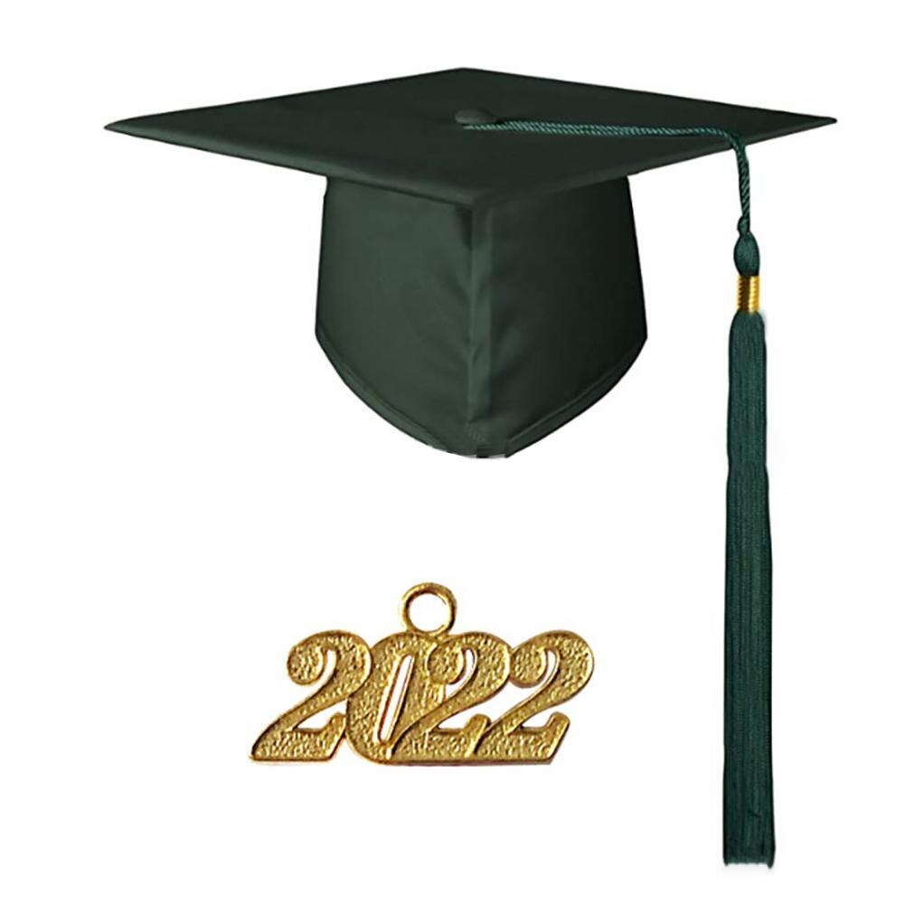 Memorable Adult Bachelor Graduation Cap With Tassels Fabric Coloful University Doctor Academic Graduation Hat for Student: Atrovirens