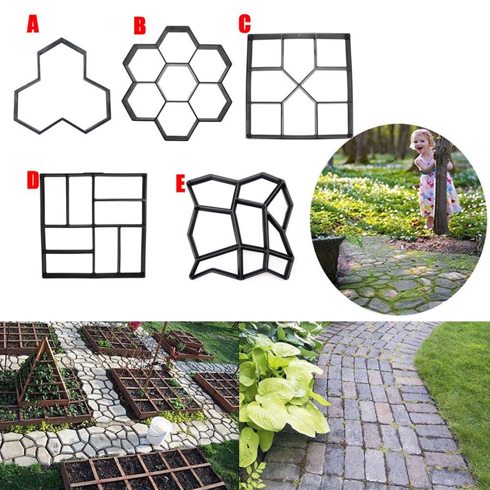 Garden DIY Plastic Path Maker Pavement Model Concrete Stepping Stone Cement Mould Brick SDF-SHIP