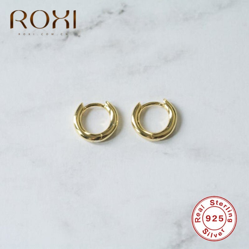 ROXI 925 de plata esterlina pendiente Simple de pequeña ronda pendientes círculo pendientes para las mujeres joyas de oído hebilla pendientes