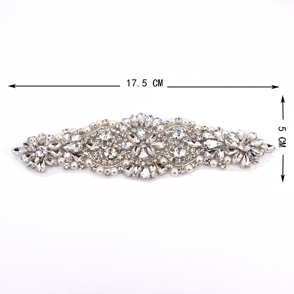 Handgemaakte roségouden trouwjurk met strass-applicatie, strijk op bruidsjurk met kralen en kristalapplicatie voor jurken en kleding: Kristal applicatie 6