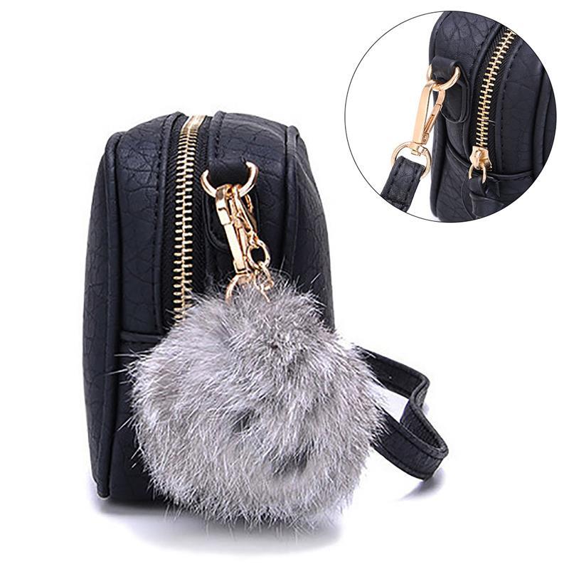 Mini Vrouwen Crossbody Bag Pu Lederen Schouder Tas Voor Meisjes Vrouwelijke Portemonnee Eenvoudige Kleine Flap Handtas Met Pompom #30