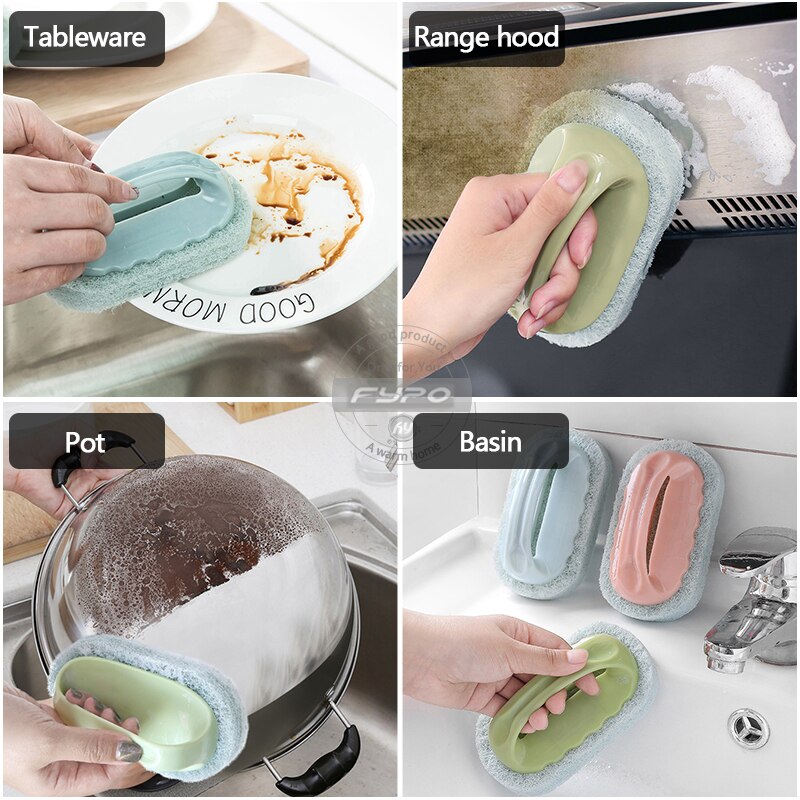 Fypo-cepillo de esponja para Herramientas de limpieza de cocina, cepillo mágico para limpieza de cacerola, esponjas, estropajos, Limpiador de cocina