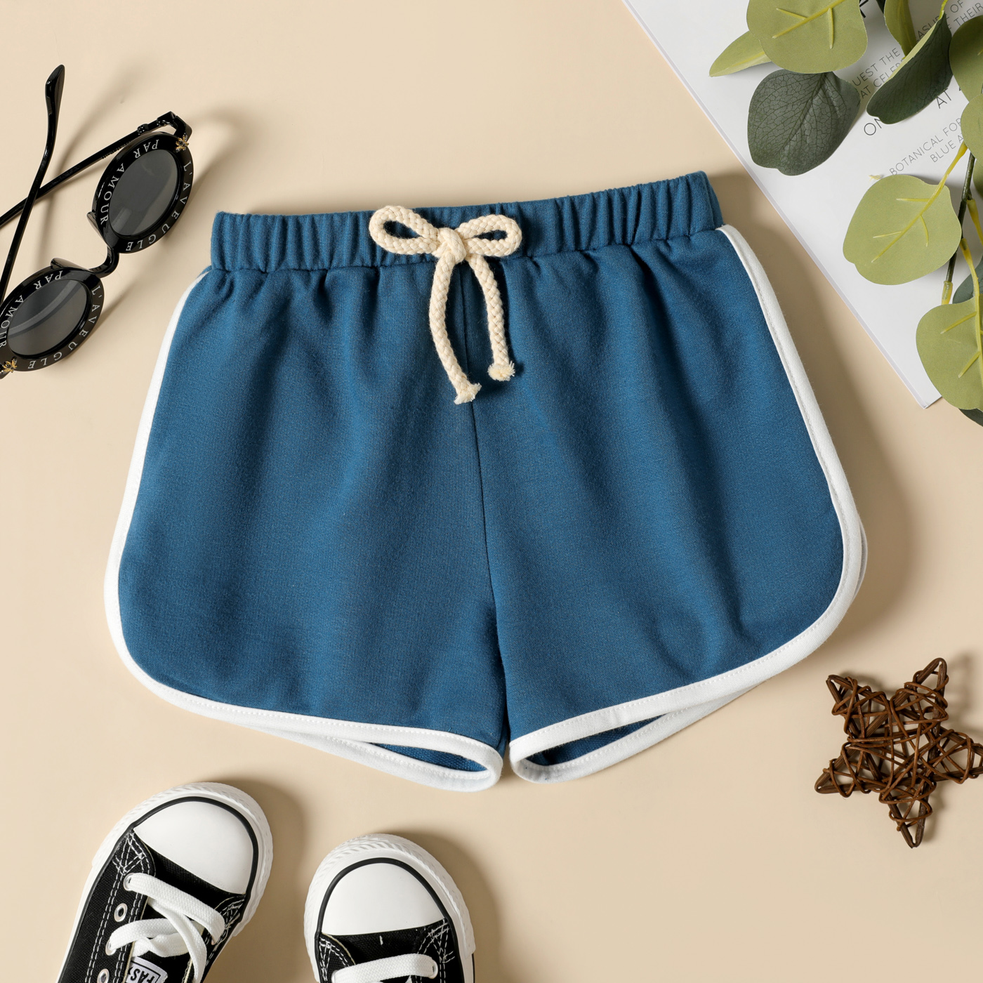 PatPat Bambin Garçon Casual Faux Cordon Décor Élastique Short Dauphin: DeepBlue / 5-6 Years