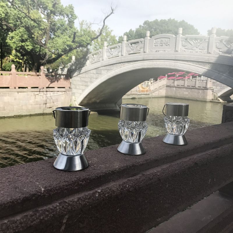 7 Color Changing LED Lantern Lamp Hanging Solar Light Crystal Waterproof Outdoor