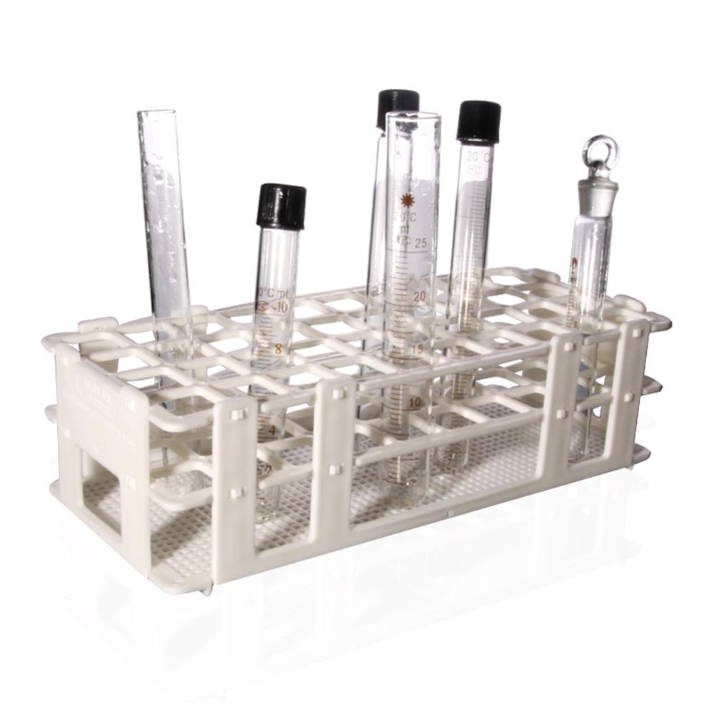 Plastic Test Tube Rack for 25mm Tubes, 24 Well, White,Detachable (24 Hole)