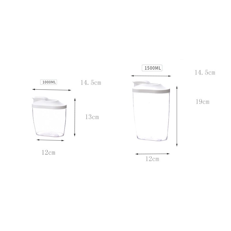 Latas de plástico para sellar cereales, caja de almacenamiento portátil de 1000/1500ml, organizador de alimentos, granos y arroz