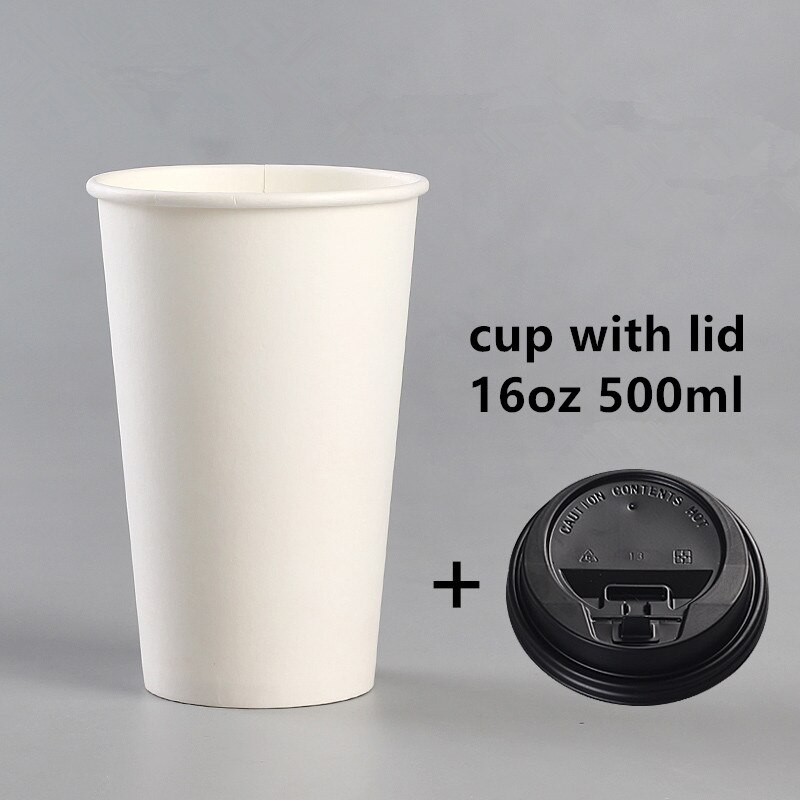50pcs 14oz/16oz disposable coffee cup 400ml 500ml milk tea white paper cup birthday party favor pink kraft paper sleeve