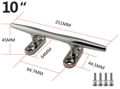 Marine Hardware Stainless Steel Boat Cleat: 10 INCH