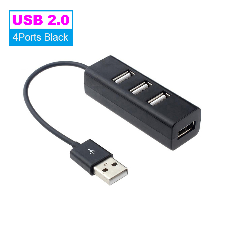 USB Hub 4 Ports USB 2.0 3.0 Hub Splitter High Speed Multi Splitter USB Adapter Expander Cable For Desktop PC Mac Laptop Notebook: USB 2.0 HUB Black