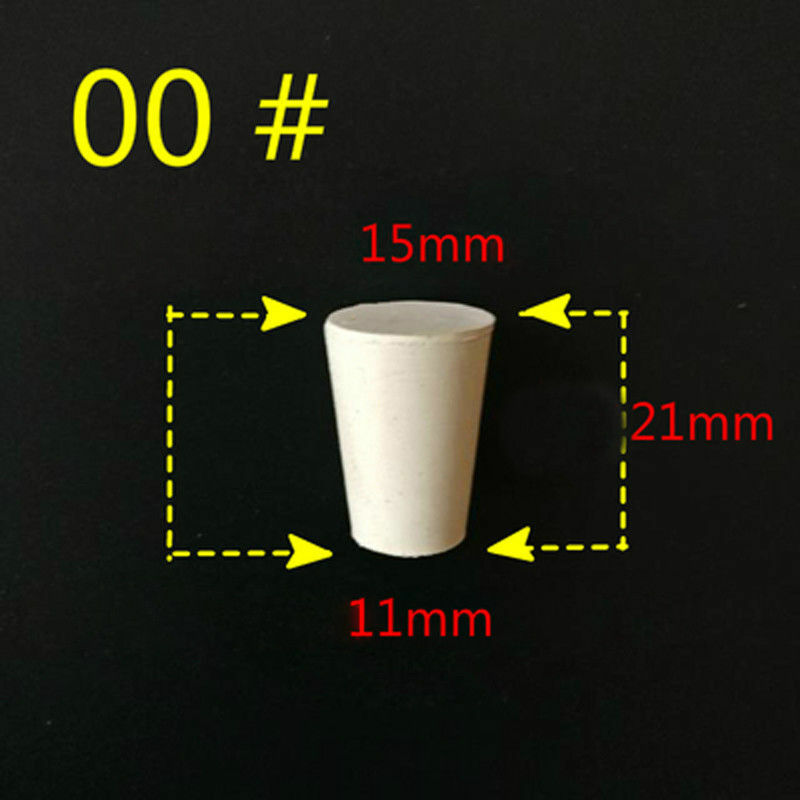 Bouchons de laboratoire en caoutchouc, 8 tailles, Tube conique, solide, blanc, résistant aux alcalis, bouchon d'étanchéité à insertion: Style  00