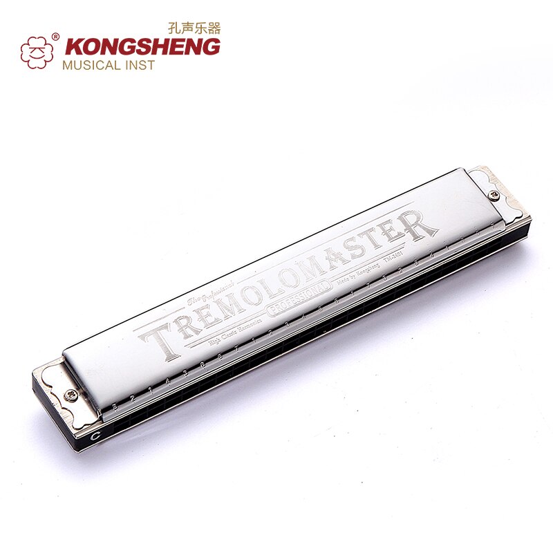 KONGSHENG Tremolo Harmonica 24holes Mouth Organ or beginners HARP Key of C/#C/D/#D/E/F/#F/G/#G/A/#A/B with box Silver Harp