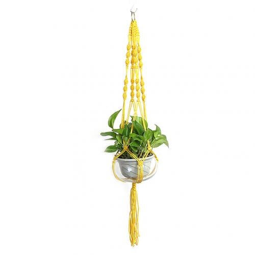 Plant Hangers Kleur Bloempot Hand-Geweven Netto Zak Opknoping Houder Home Decor: Gold Yellow