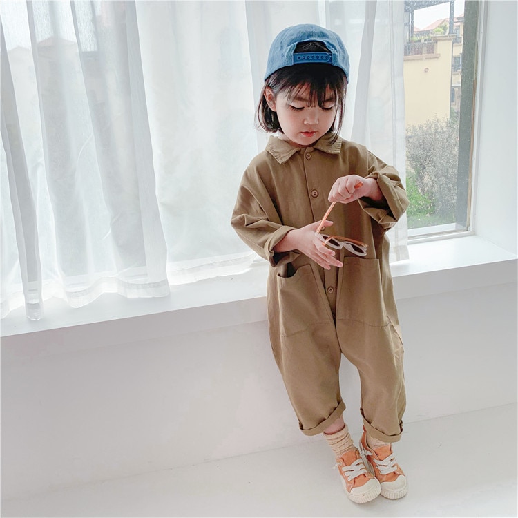 Humor Beer Kinderkleding Jumpsuit Herfst Pocket Jongens Meisjes Casual Brief Tooling Denim Kids Kleding Peuter Jongens Meisjes