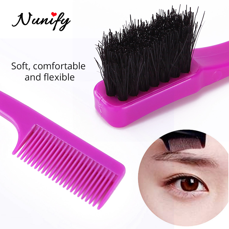 Nunify skønhed dobbeltsidet kant kontrol kam styling hår øjenbryn kam børste frisørsalon hår kam børster tilfældig farve