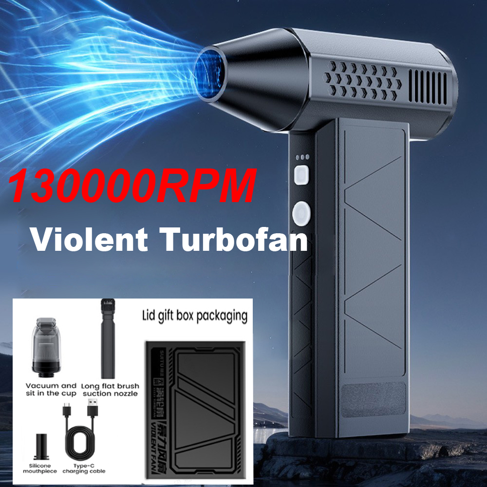 Mini Air Blower With Extra Vacuum Kits 130000RPM Turbo Jet Fan Wind Speed 52m/s Electric Blower Vacuum Cleaner Brushless Motor