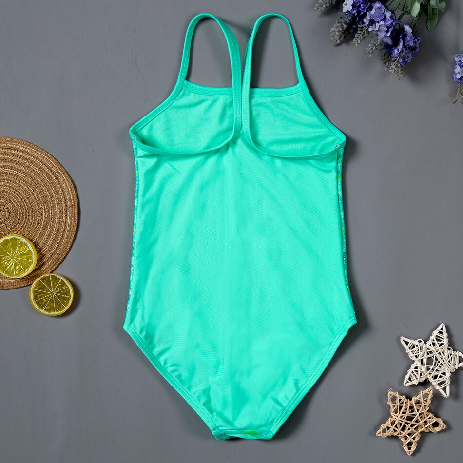 Girls Swimsuit 3-16Years Large Green Mermaid Swimwear For Children One Piece Teenager Girls Bathing Suit ST199