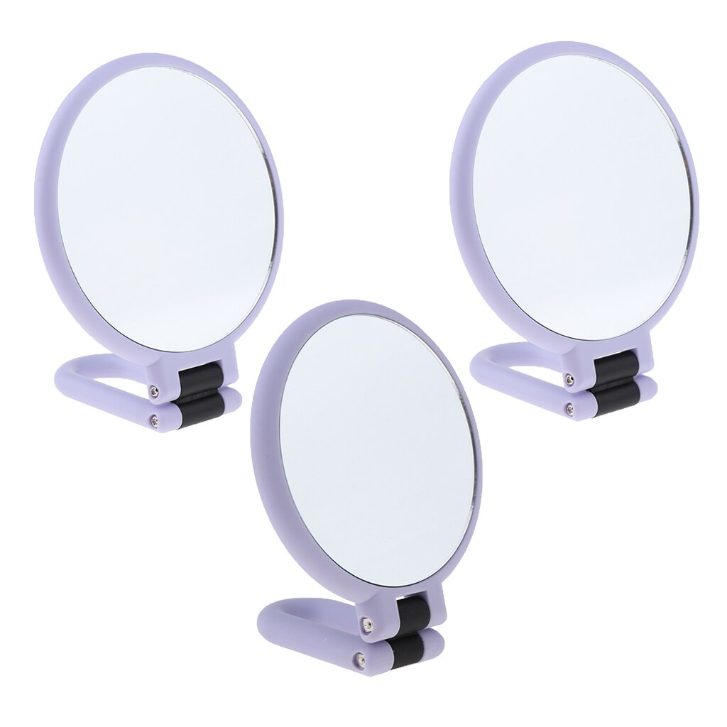 Double Sided Magnification Hand Held Makeup Mirror with Stand, Women Travel