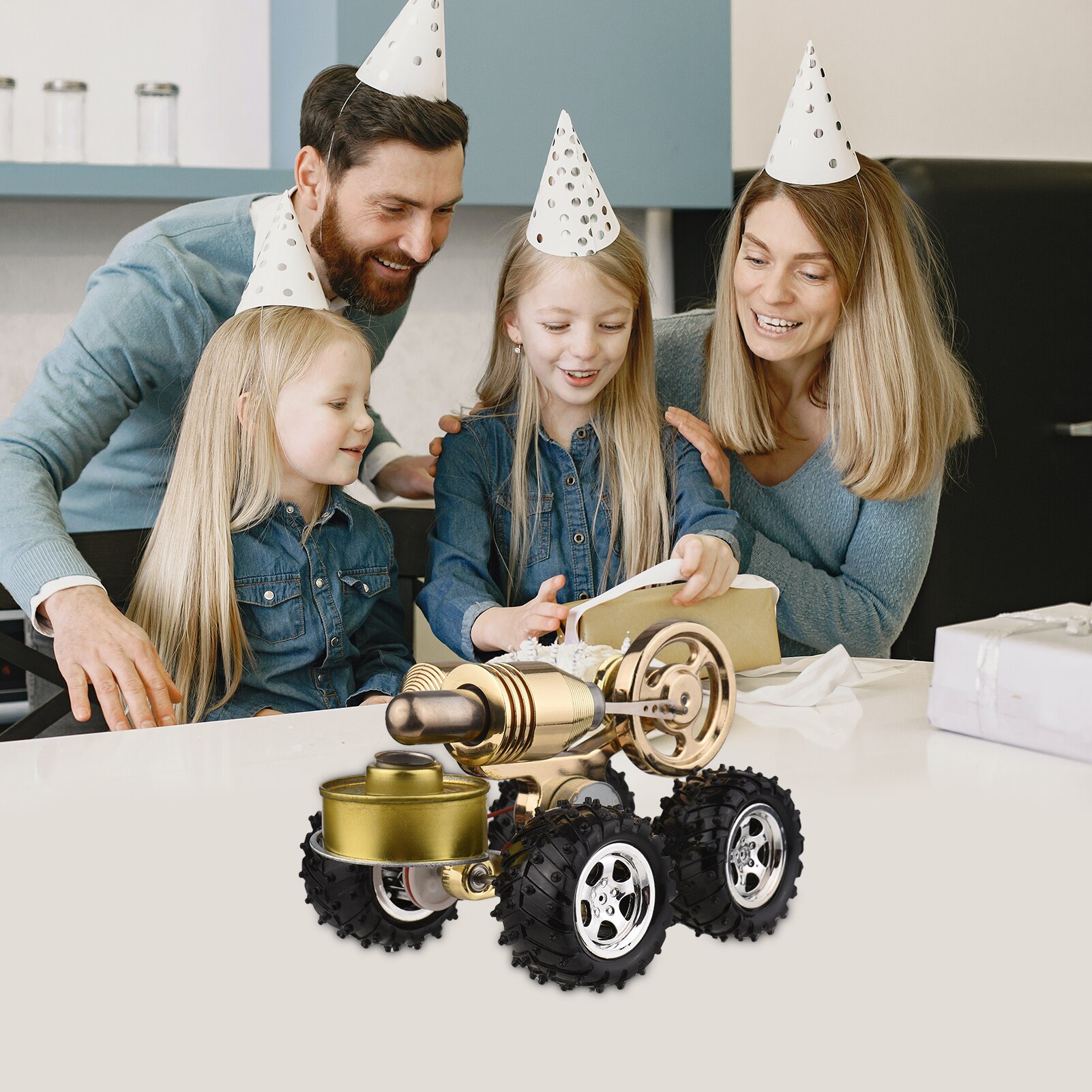 Stirling Engine Kit Electricity Generator Air Car Motor Model Physical Generator Model Flywheel Science Experiment