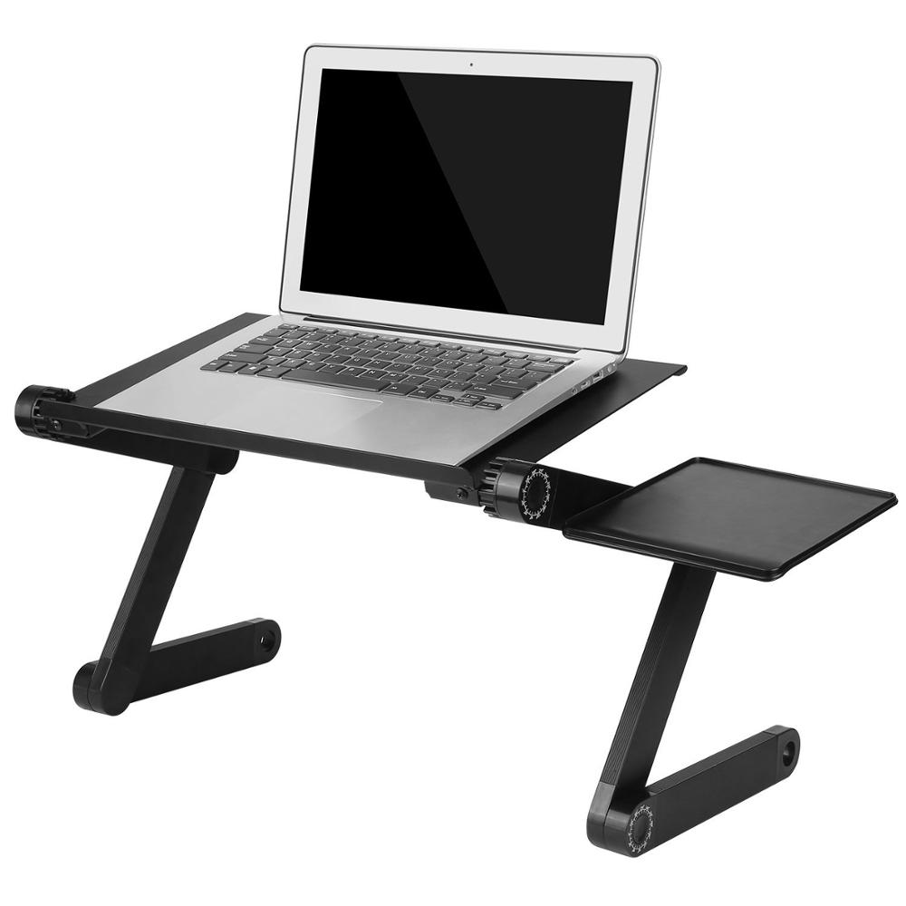 Adjustable Aluminum Laptop Desk Ergonomic Portable TV Bed Lapdesk Tray PC Table Stand Notebook Table Desk Stand With Mouse Pad