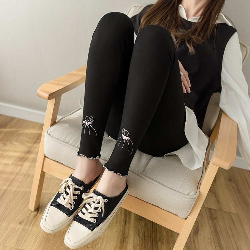 16304# Maternity Pants Summer Cotton Adjustable Elastic Waist Belly Support Ninth Pants Maternity Trousers