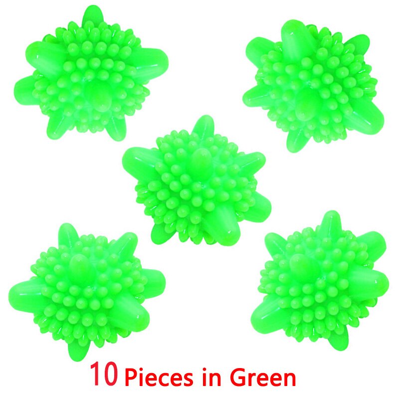 10 Stuks Herbruikbare Was Bal Milieuvriendelijke Anti-Statische Wassen Doeken Huishoudelijke Wasmachine Bal Schoonmaken Ballen: 10pcs green