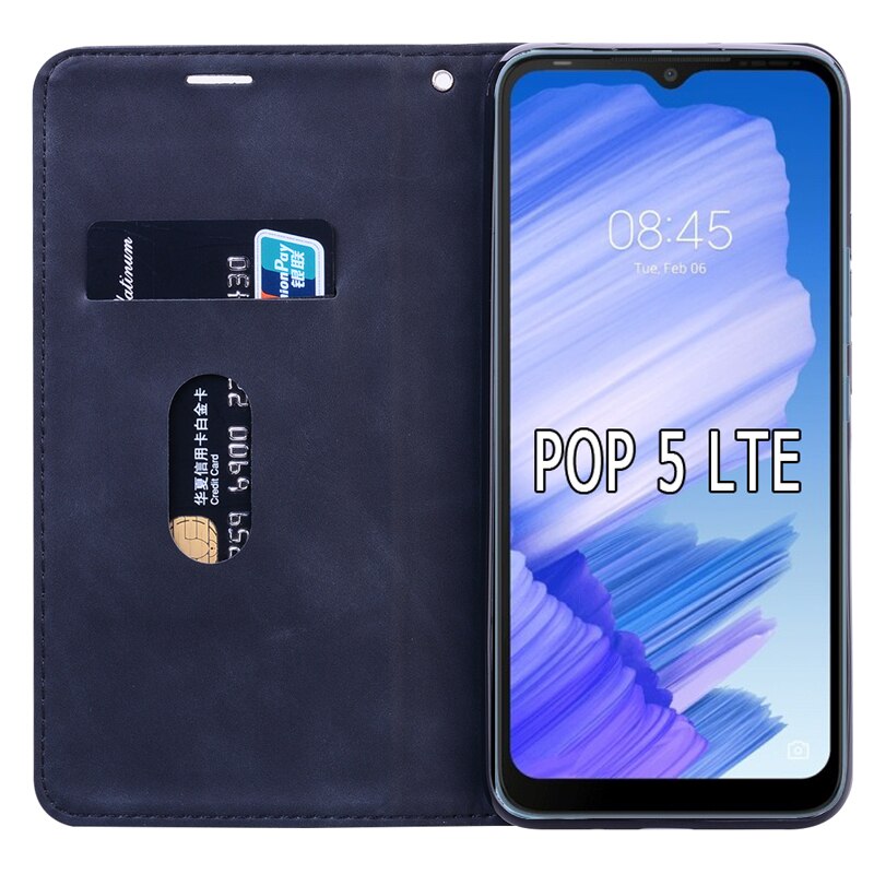 Coque portefeuille en cuir pour Tecno POP 5 LTE, étui à rabat avec support de carte magnétique, protection de téléphone, livre pour Tecno POP5 LTE