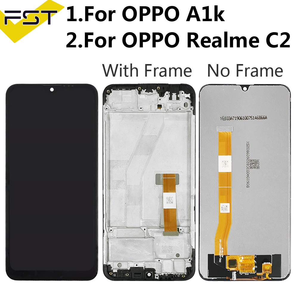 6.1''For Oppo A1k CPH1923 / For Oppo Realme C2 RMX1941 RMX1945 LCD Display+Touch Screen Digitizer Assembly+Frame Replacement