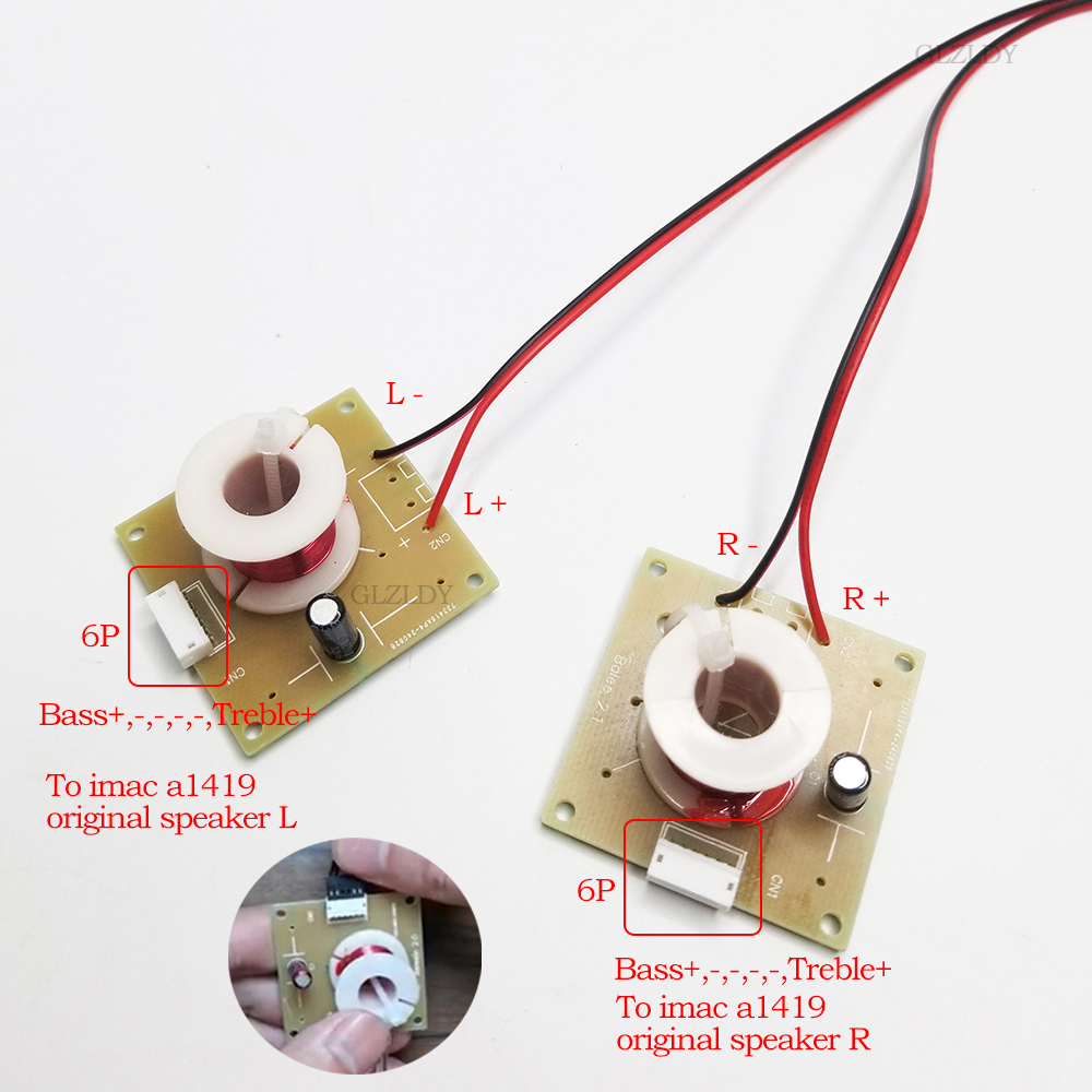 1 pair Audio Speaker Treble Bass Speaker Crossover Divider amplifier for 27" 2K 5K imac A1418 A1419 A2115 Speaker Refit